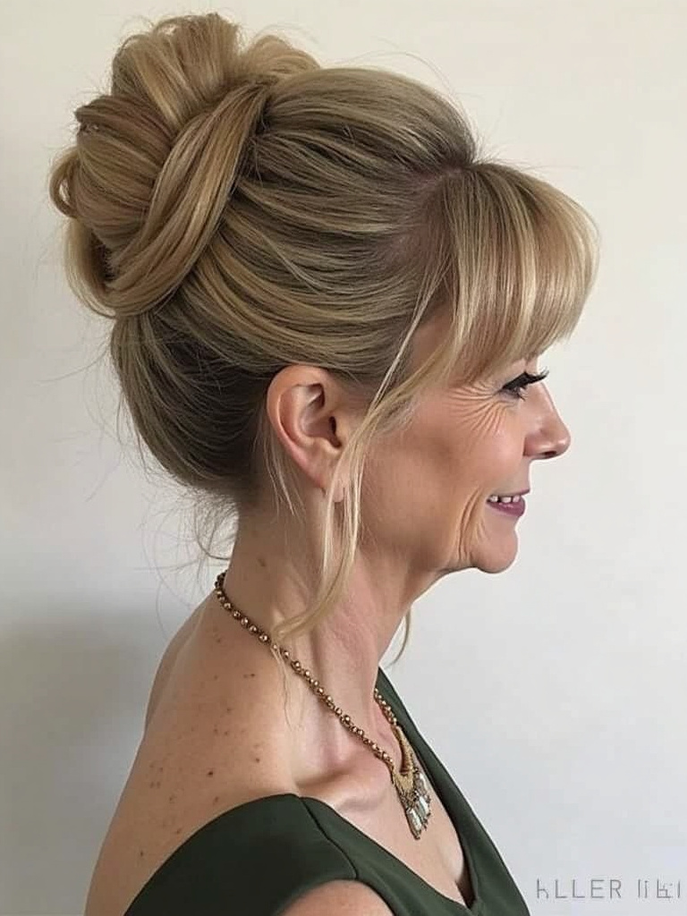 Elegant Updo with Soft Bangs