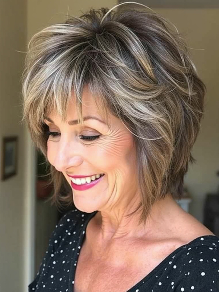 Textured Layers with Choppy Bangs