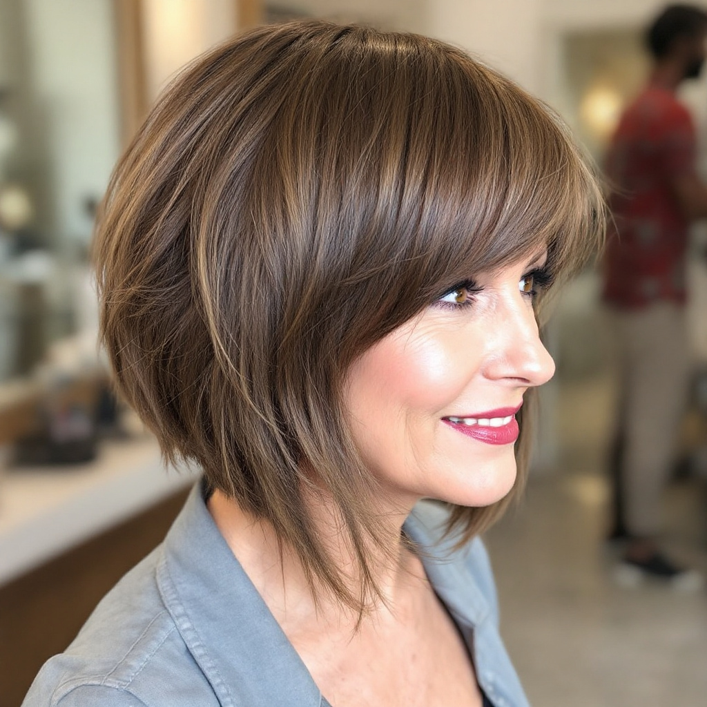 Choppy Bob Shag Women Hair cut Over 60