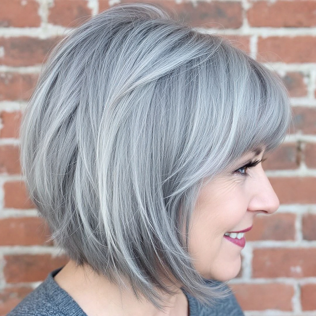 Classic Bob Haircut with Bangs For Women Over 50 Years