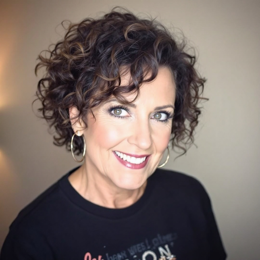 Curly Shaggy Women Hairstyle Over 60