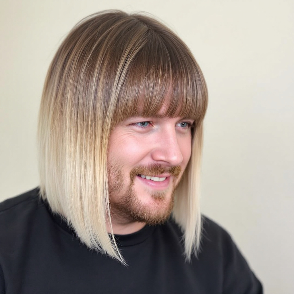 Gradient Men Edgar Haircut with Long Bangs