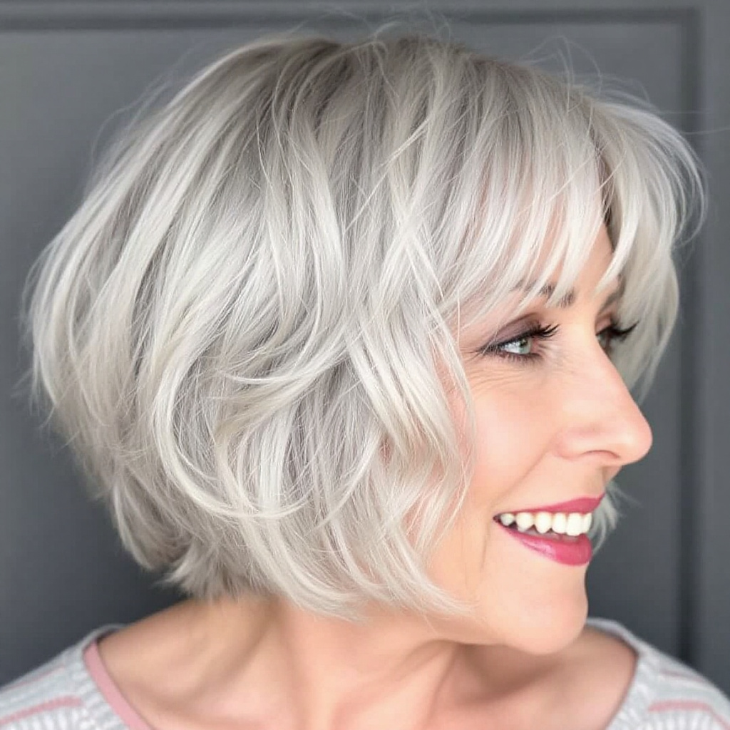 Layered Bob Gray Haircut For Women