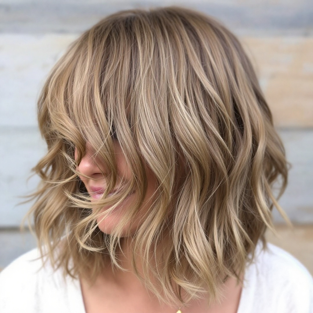 Layered Shag Women Haircut Over 60 with Fringe