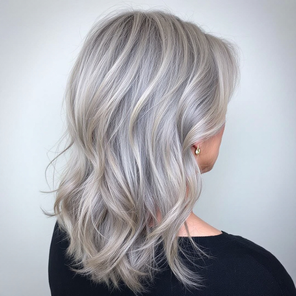 Long Layers Gray Hairstyle For Women