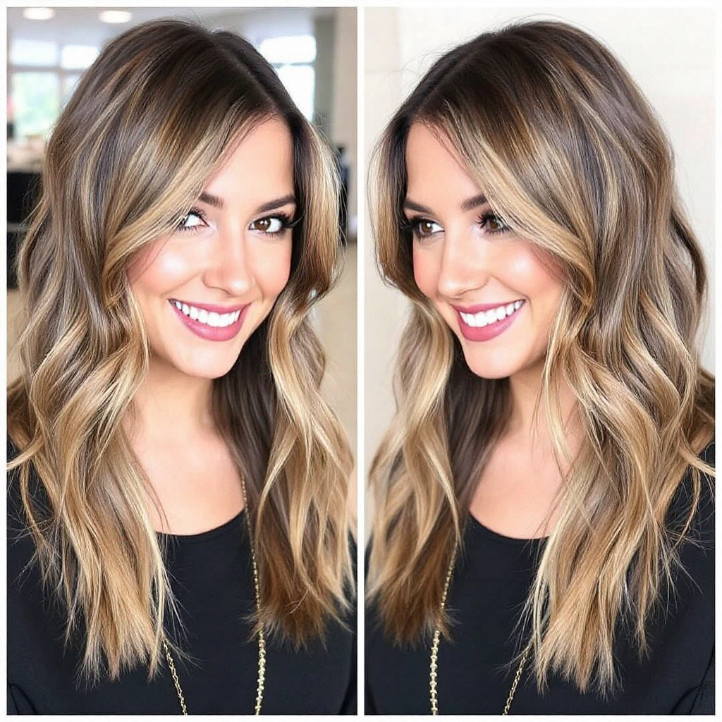 Long Layers Women Hairstyle with Arched Bangs