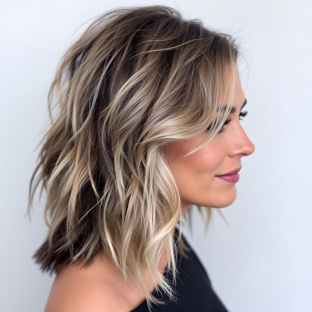 Messy Layers with Tousled Bangs For Women over 30