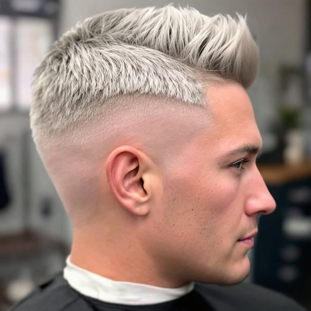 Mid Fade Edgar Haircut on Platinum Hair