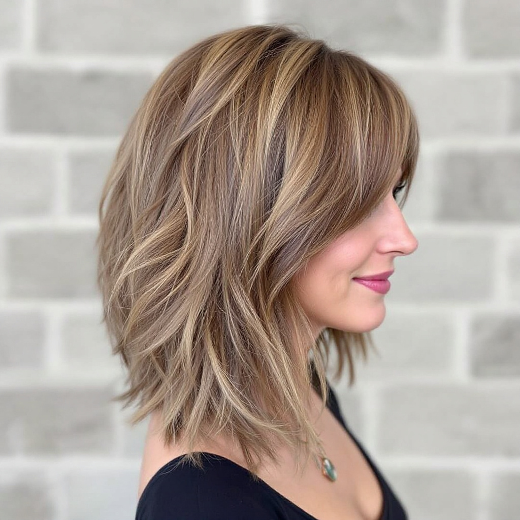 Shag Hairstyle For Women with Long Side Bangs