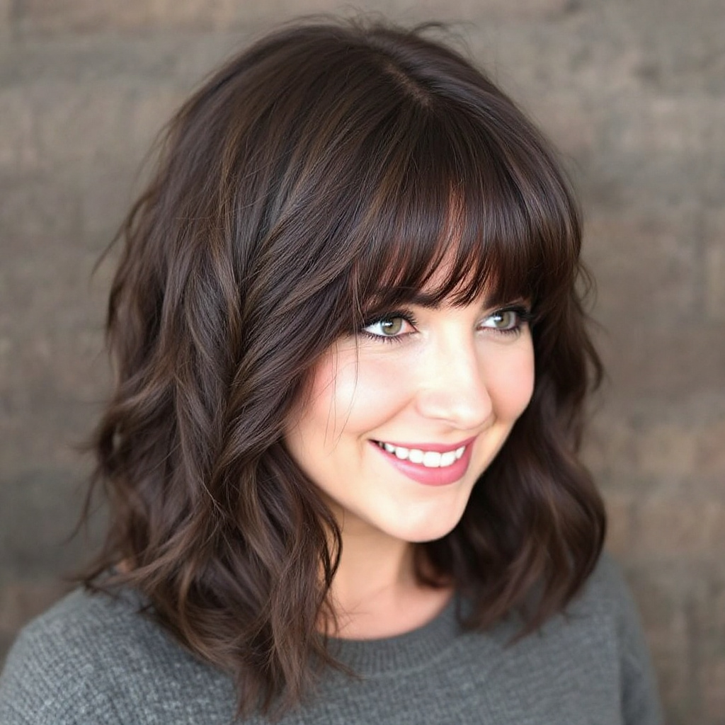 Shaggy Layers with Curtain Bangs For Women Over 30