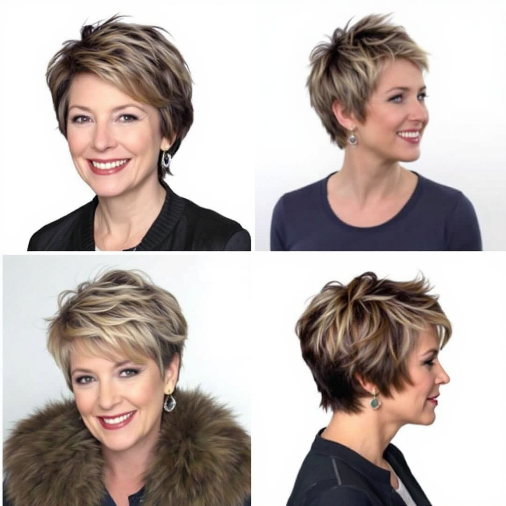 Short Shaggy Pixie Hairstyle For Women Over 60