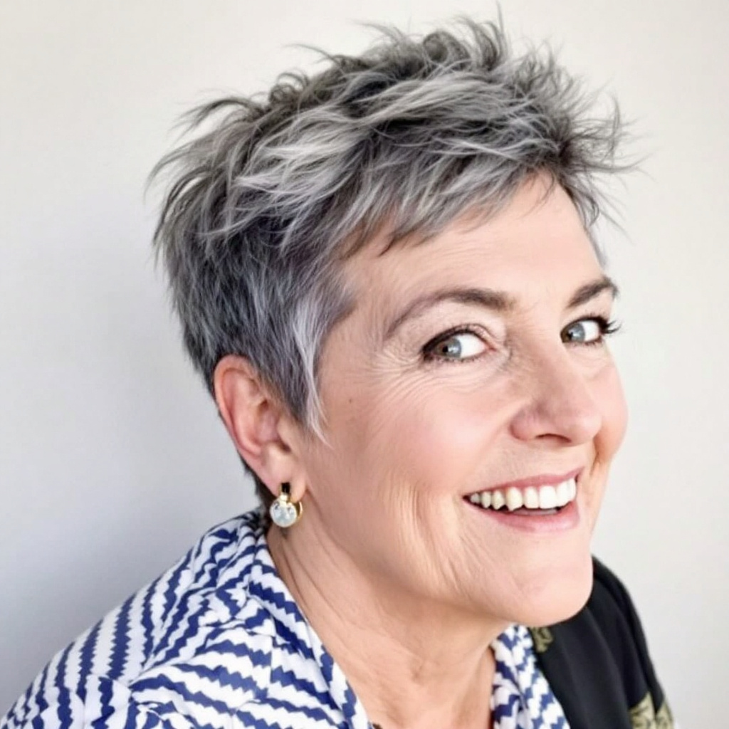 Short Spiky Haircut For Women Aged 50 Years