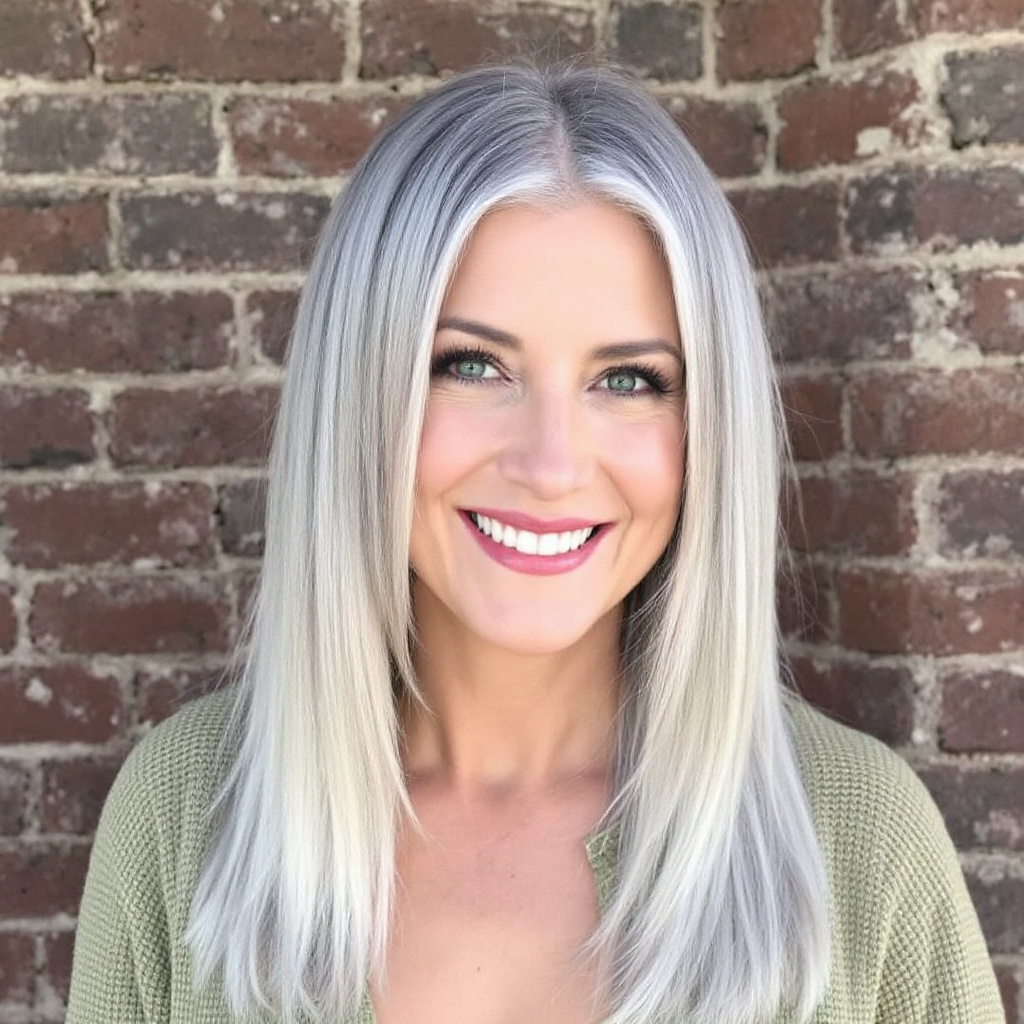 Straight and Sleek Gray Hairstyles For Women