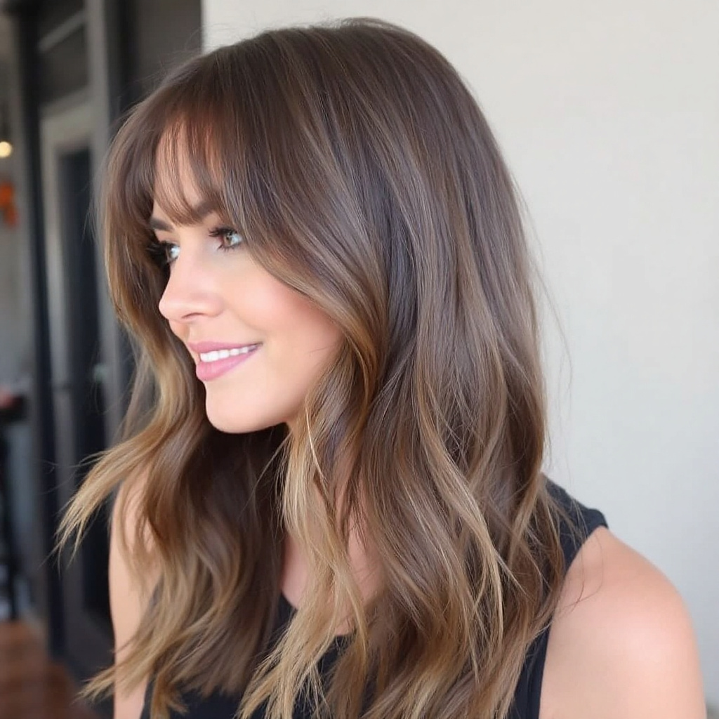 Subtle Layers Women Hairstyle with Baby Bangs