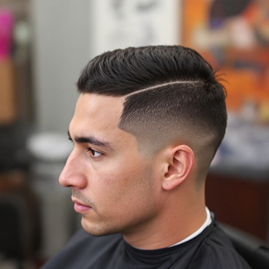 Takuache Men Haircut with a Slit in the Eyebrow Over 40