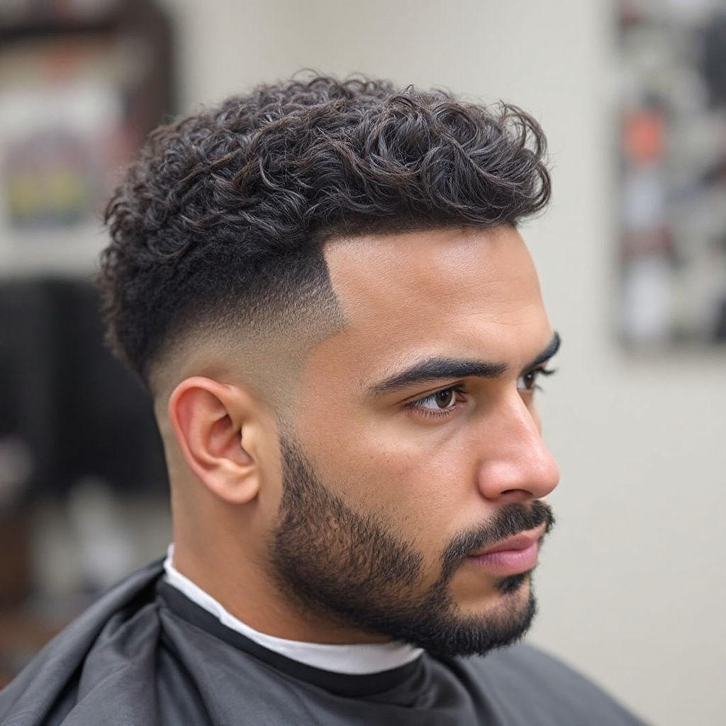 Taper Fade Hairstyle For Men with Textured Curls