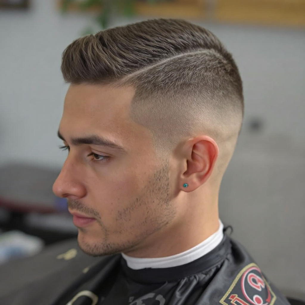 Tight Men Edgar Haircut with High Skin Fade Aged 40 Years