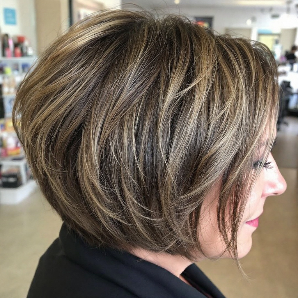 Chin-Length Bob Women Short Hair Cut Aged 55