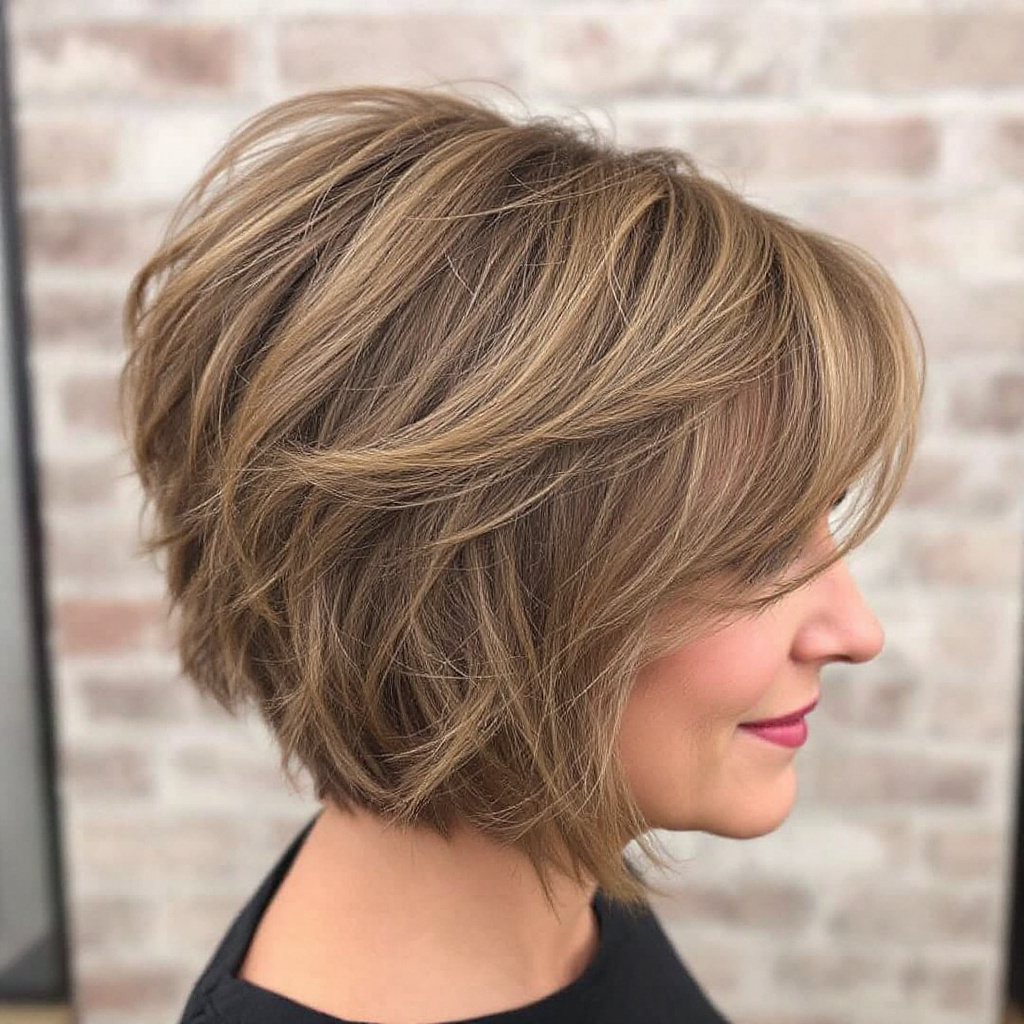 Choppy Layered Bob Hair Cut For Women