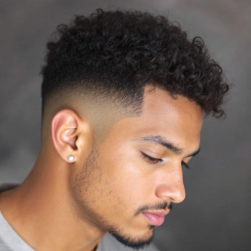 Curly Textured Crop Men Hairstyle