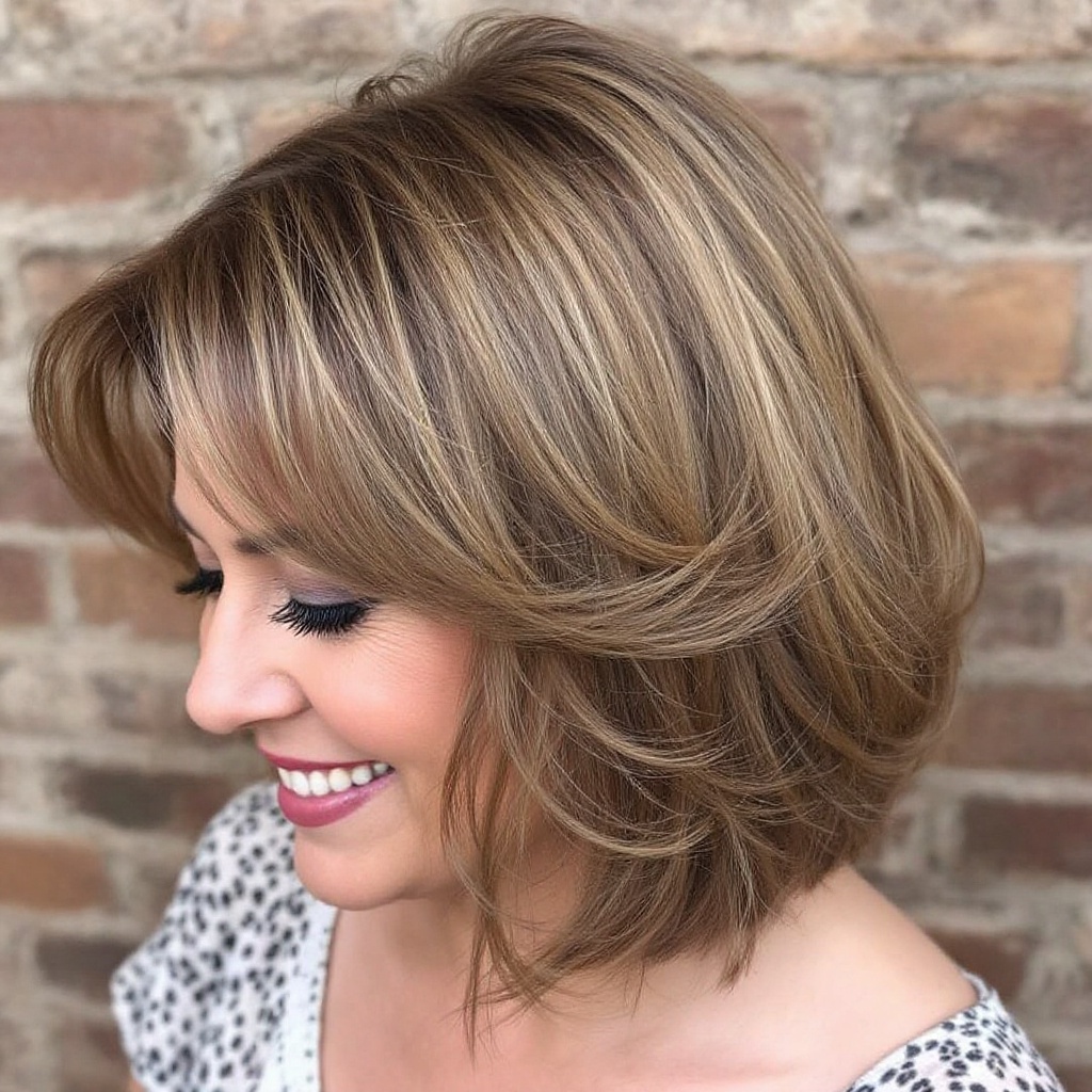 Feathered Bob Cut For Women Over 50