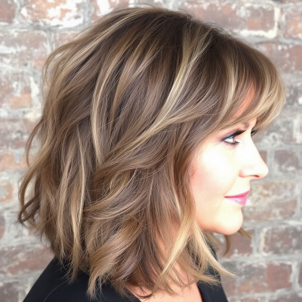 Gorgeous Layered Bob Hairstyle for Women With Bangs