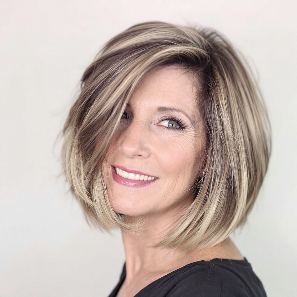 Graduated Bob Hairstyle Over 50 For Women