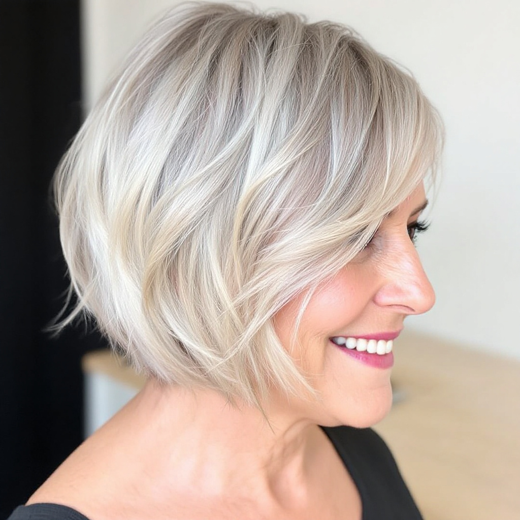 Layered Bob Most Stylish Short Hairstyle for Older Women