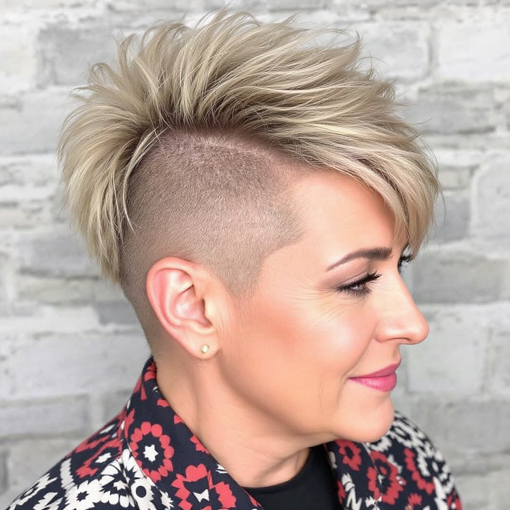 Layered Mohawk Fade Haircut For Women