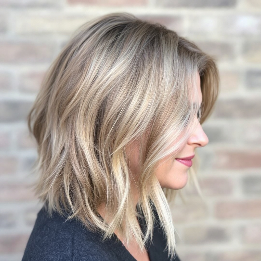 Layered Textured Lob Women Hairstyle