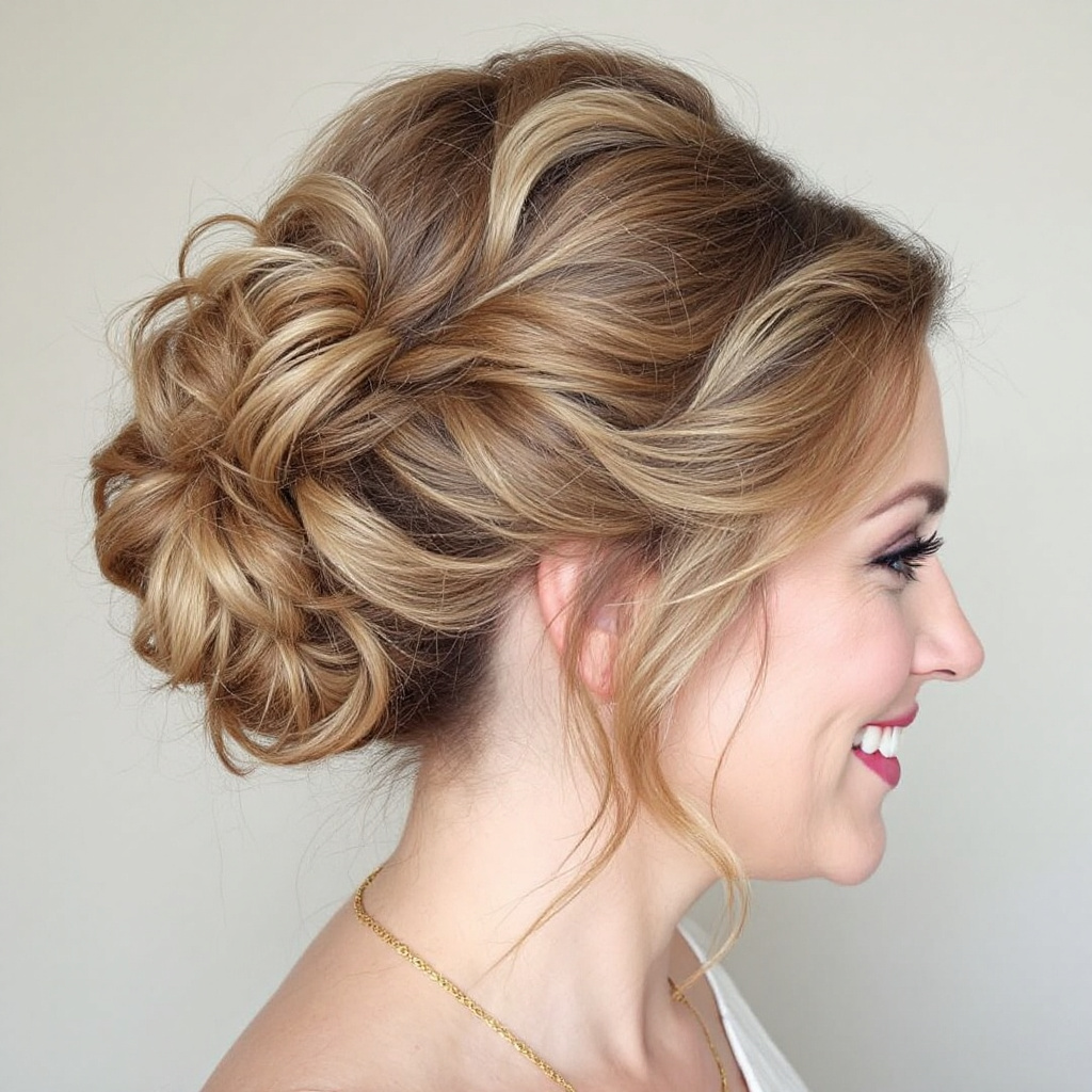 Layered Twisted Updo Hair Style For Women