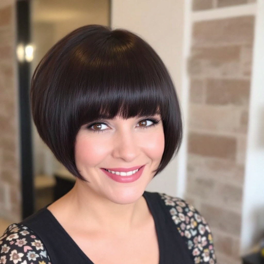 Modern Bowl Cut Hair Cut For Women Aged 55