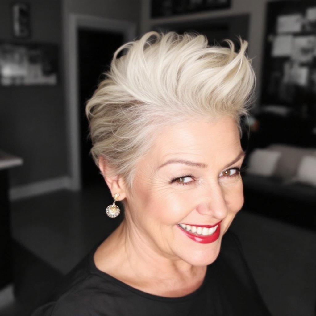 Modern Pompadour Hair Style for Women Over 55