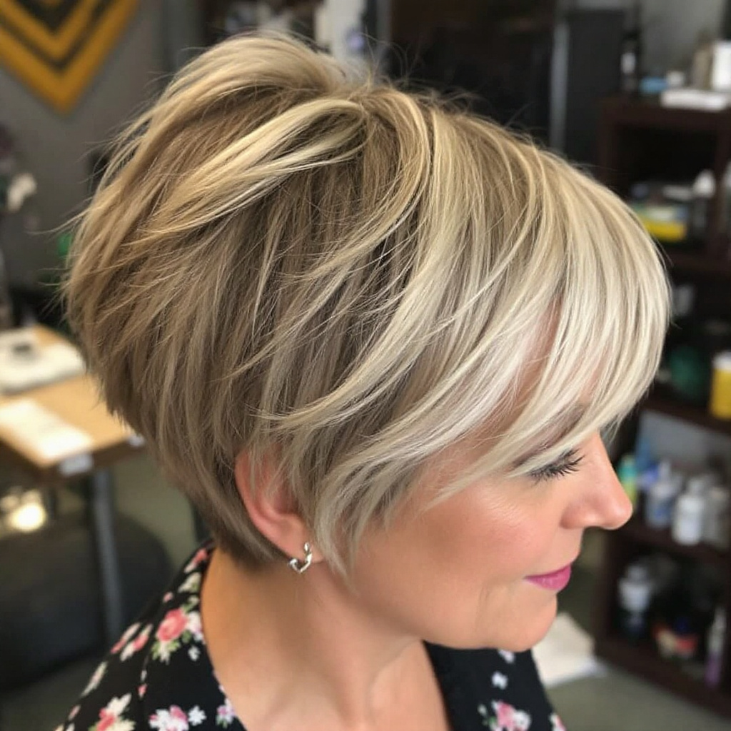 Short Tousled Cut For Women Aged 55