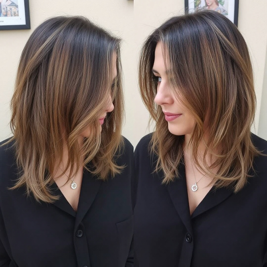 Shoulder-Length Layered Women hair Cut