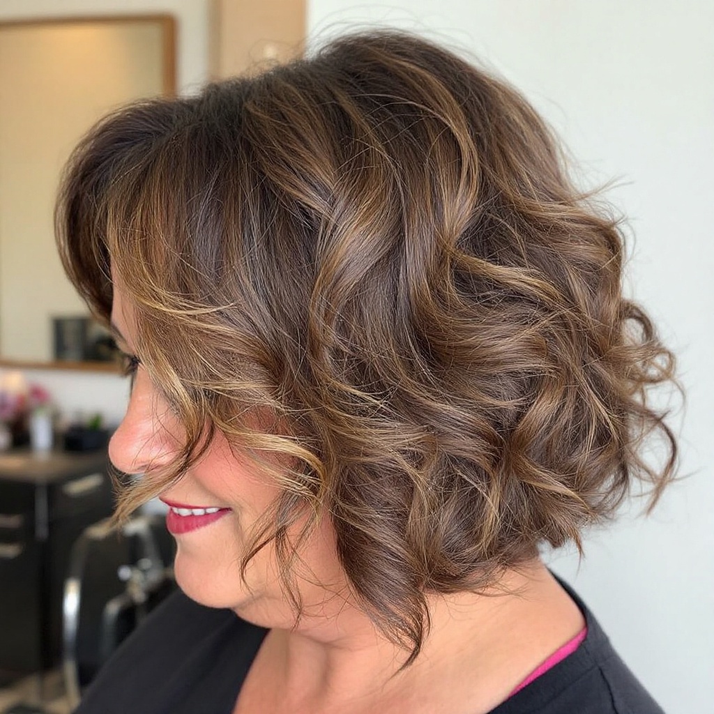 Soft Curled Bob Hair Cut Over 50