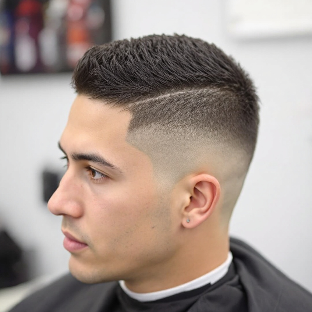 Textured Crop Men Hairstyle with Line Up