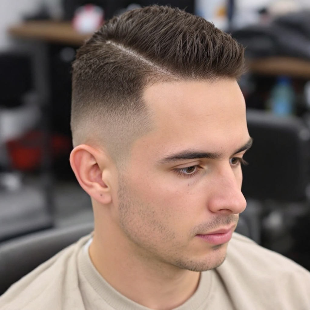 Textured Crop Men Hairstyle with Slick Back