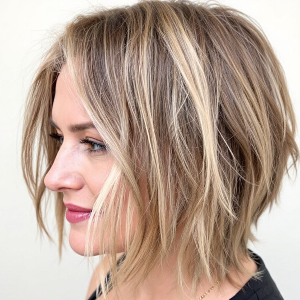 Trendsetting Medium-Length Layered Tousled Women Haircut