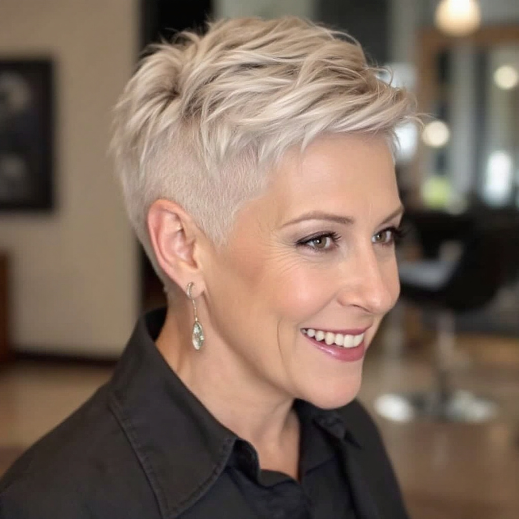 Undercut Pixie Older Women Hairstyle