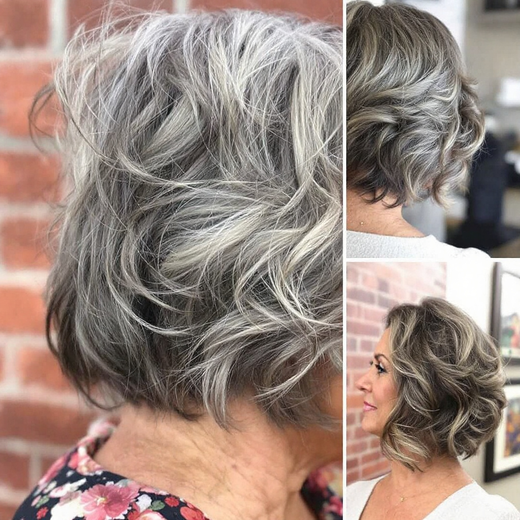 Wavy Bob Hairstyle For Older Women Over 55