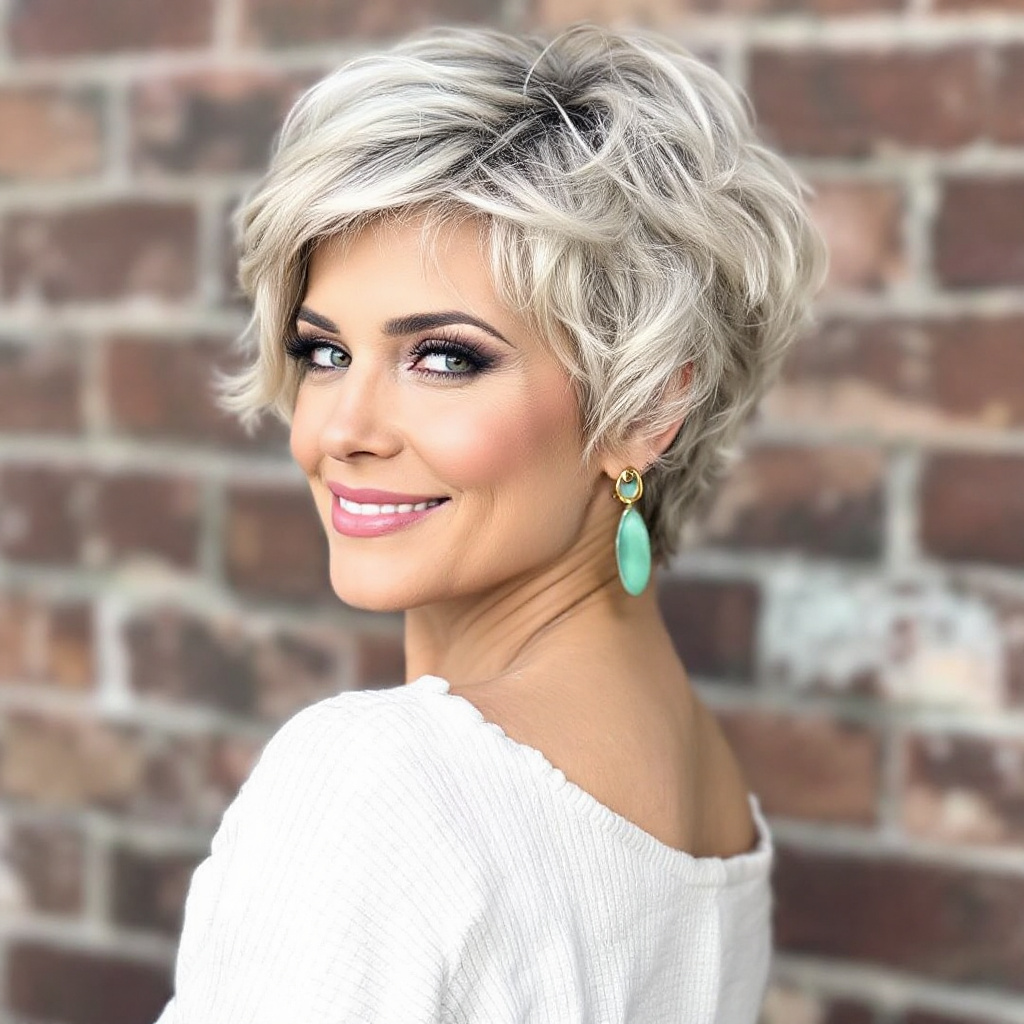 Wavy Pixie Women Hair Style Over 55